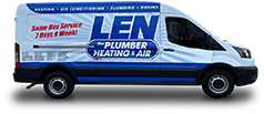 Len the Plumber commercial truck on transparent background. 