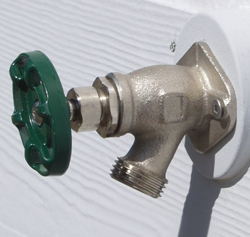 Hose bib installed on the side of a Philadelphia home by Len The Plumber.