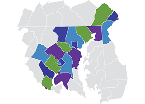 Graphic of a map with Len The Plumber's service area highlighted which includes Baltimore County, Howard County, and more.