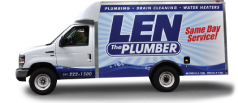 Len The Plumber truck advertising Same Day Service in Northern VA