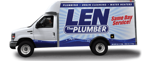 Len the Plumber commercial truck on transparent background.